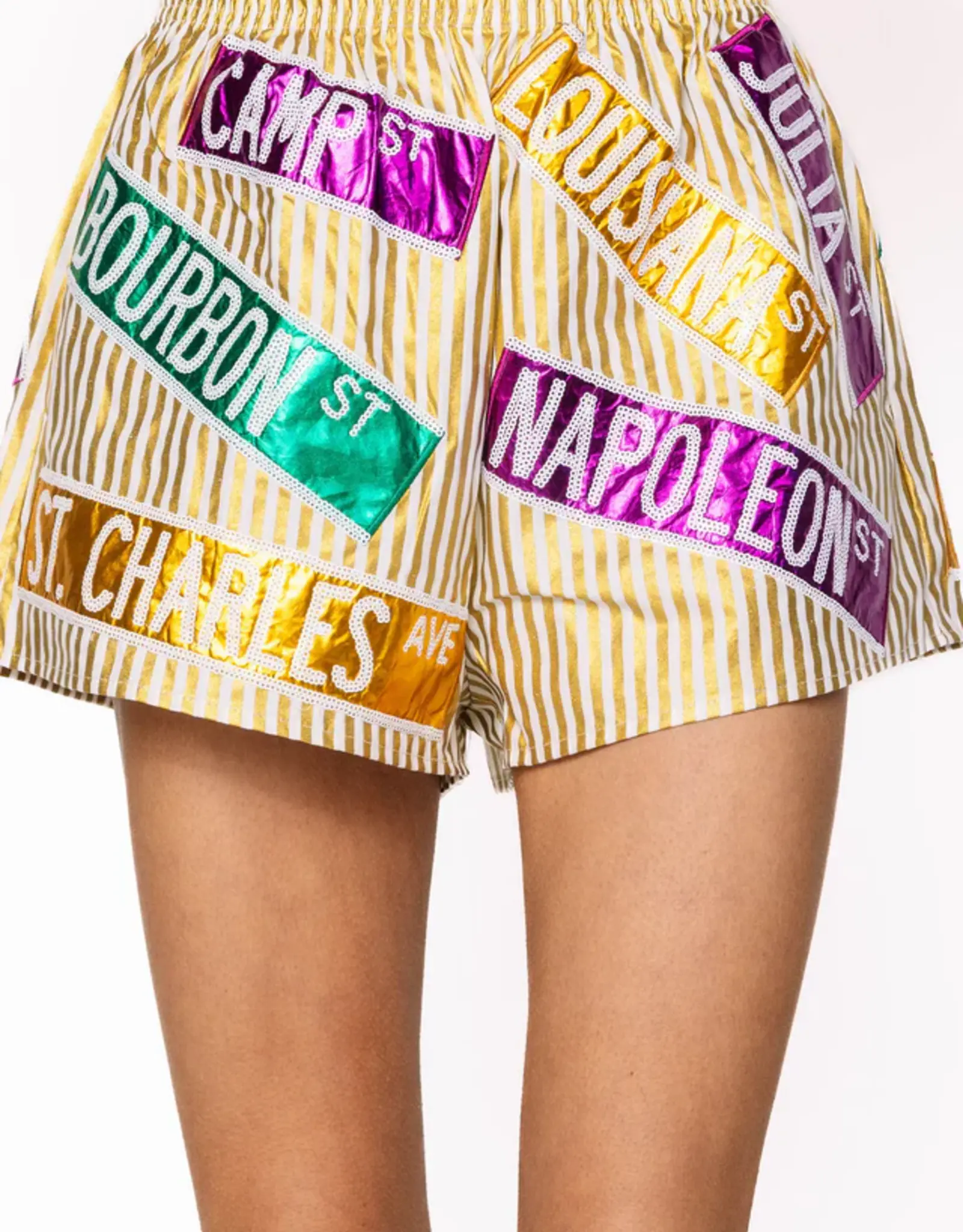 Queen of Sparkles Queen of Sparkles Gold Stripe Nola Street Shorts