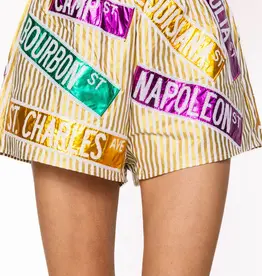 Queen of Sparkles Queen of Sparkles Gold Stripe Nola Street Shorts