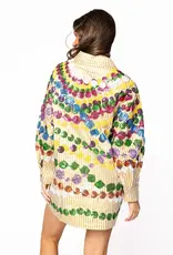 Queen of Sparkles Queen of Sparkles Gold Stripe Mega Bead Button Up Dress