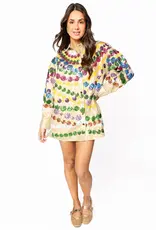 Queen of Sparkles Queen of Sparkles Gold Stripe Mega Bead Button Up Dress