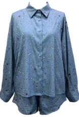 Queen of Sparkles Queen of Sparkles Chambray Rhinestone Button Up