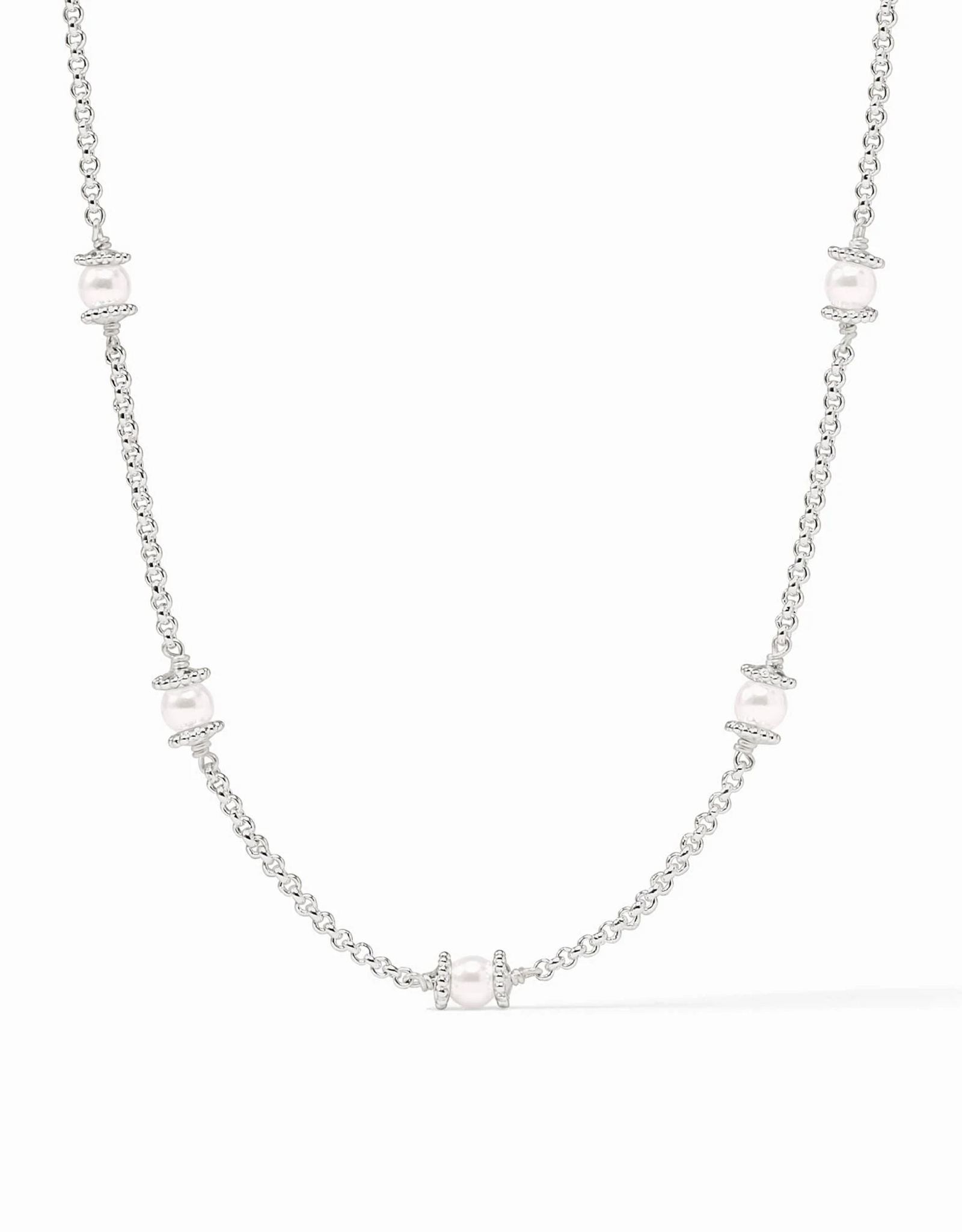 Julie Vos Julie Vos Hydra Delicate Station Necklace Silver Pearl