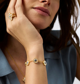 Julie Vos Julie Vos Colette Circle Delicate Bracelet Chalcedony Blue