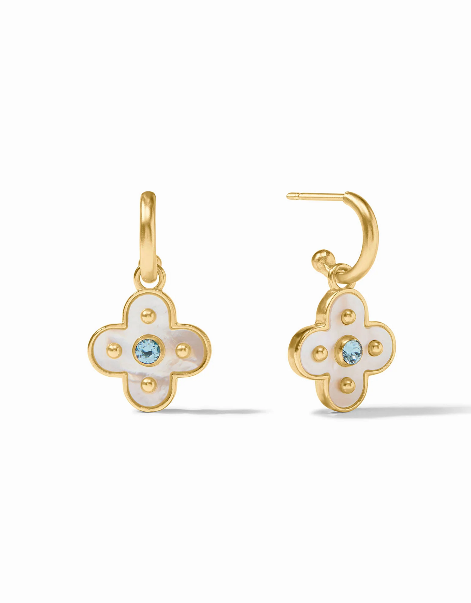 Julie Vos Julie Vos Colette Hoop & Charm ER Chalcedony Blue