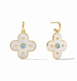 Julie Vos Julie Vos Colette Statement Hoop & Charm ER Chalcedony Blue