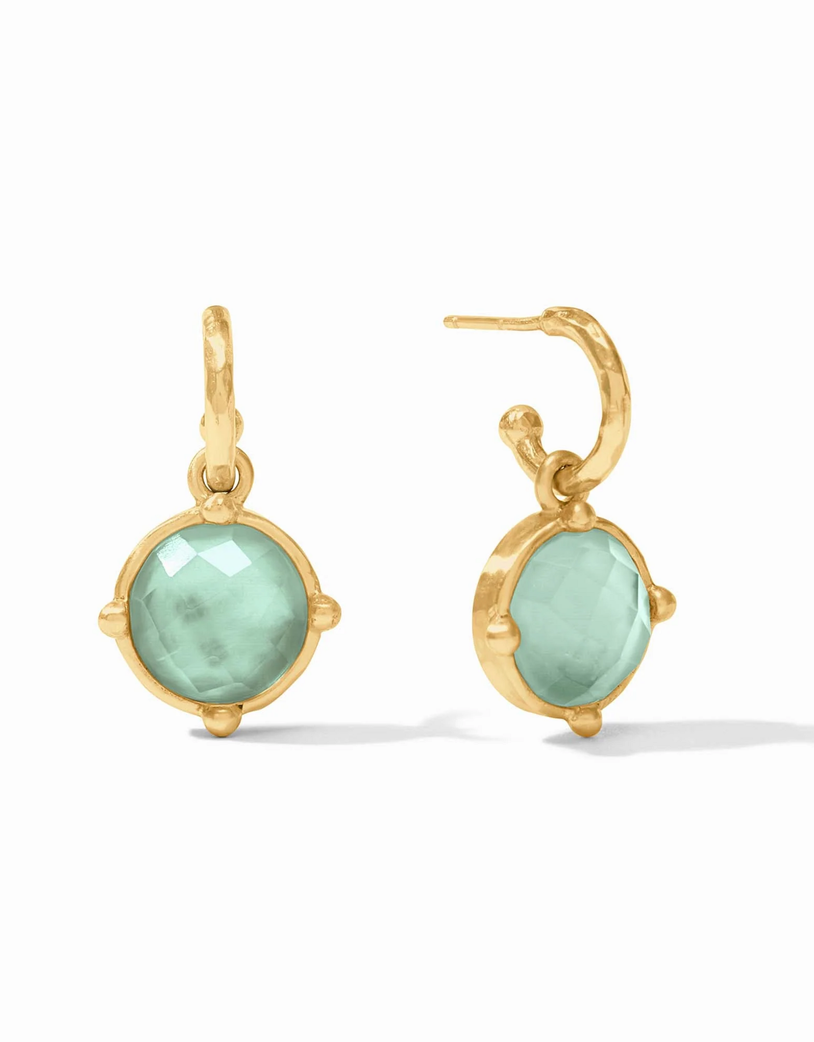 Julie Vos Julie Vos Honeybee Hoop & Charm ER Iridescent Aquamarine