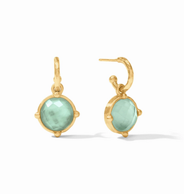 Julie Vos Julie Vos Honeybee Hoop & Charm ER Iridescent Aquamarine