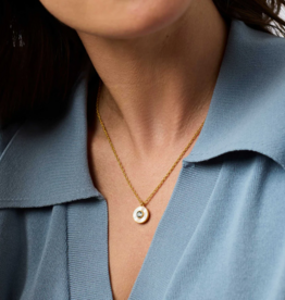 Julie Vos Julie Vos Colette Circle Delicate Necklace Chalcedony Blue