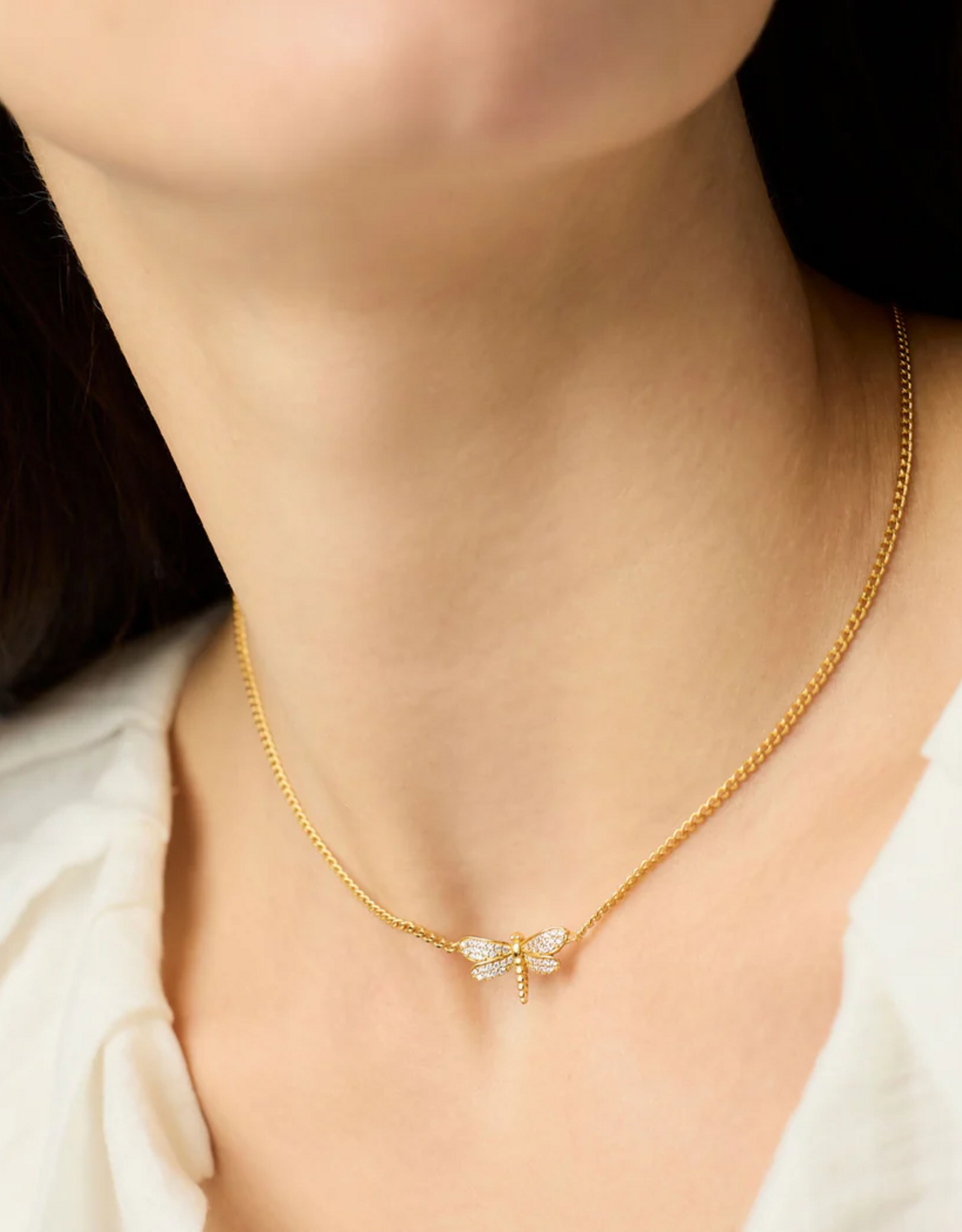 Julie Vos Julie Vos Dragonfly Pave Delicate Necklace
