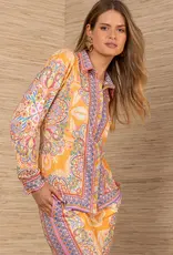 Hale Bob Hale Bob Tatiana Orange Print Button Down Top