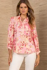 Hale Bob Hale Bob Coral Print Button Down Top