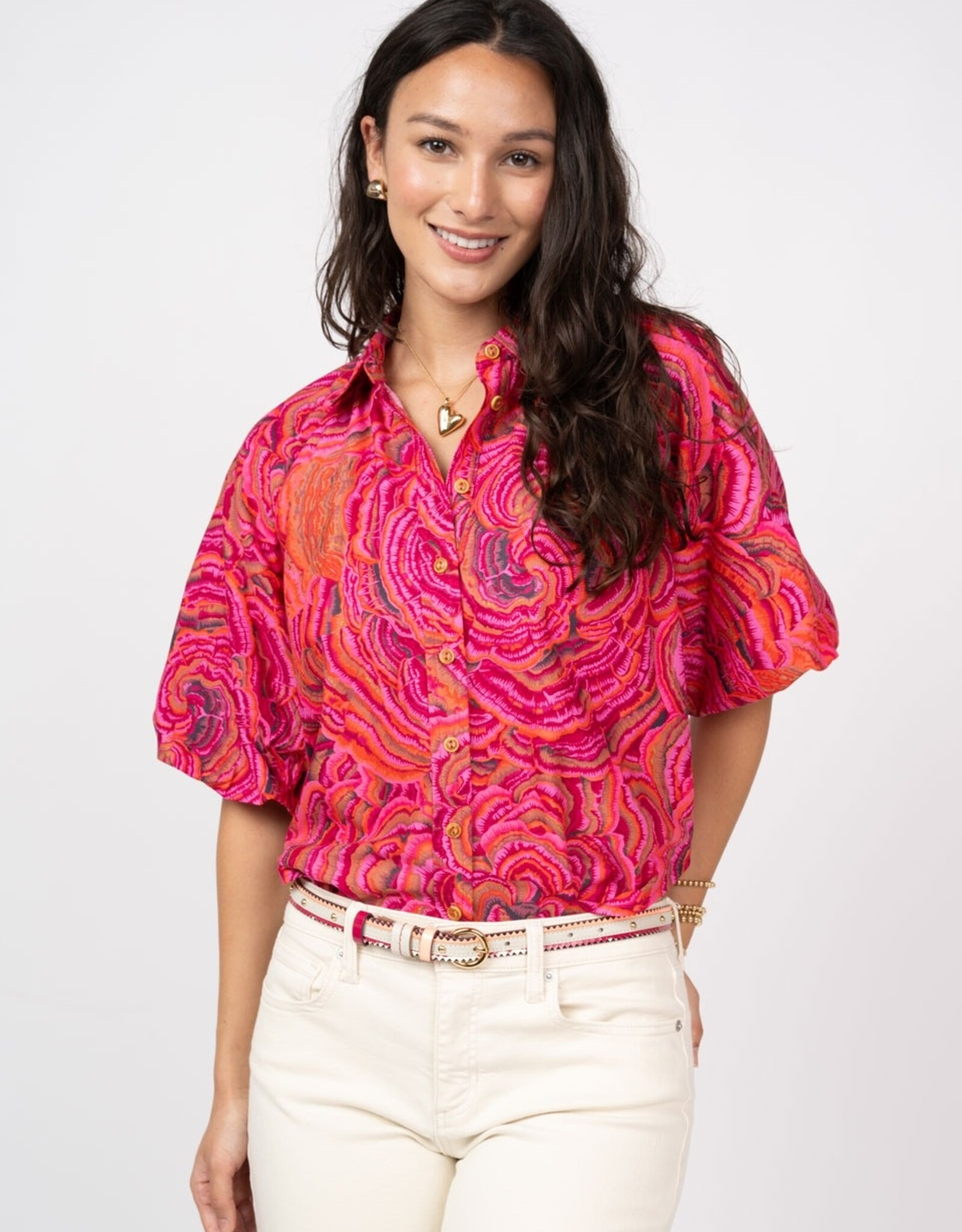 Ivy Jane Ivy Jane Pouf Sleeve Campshirt Pink