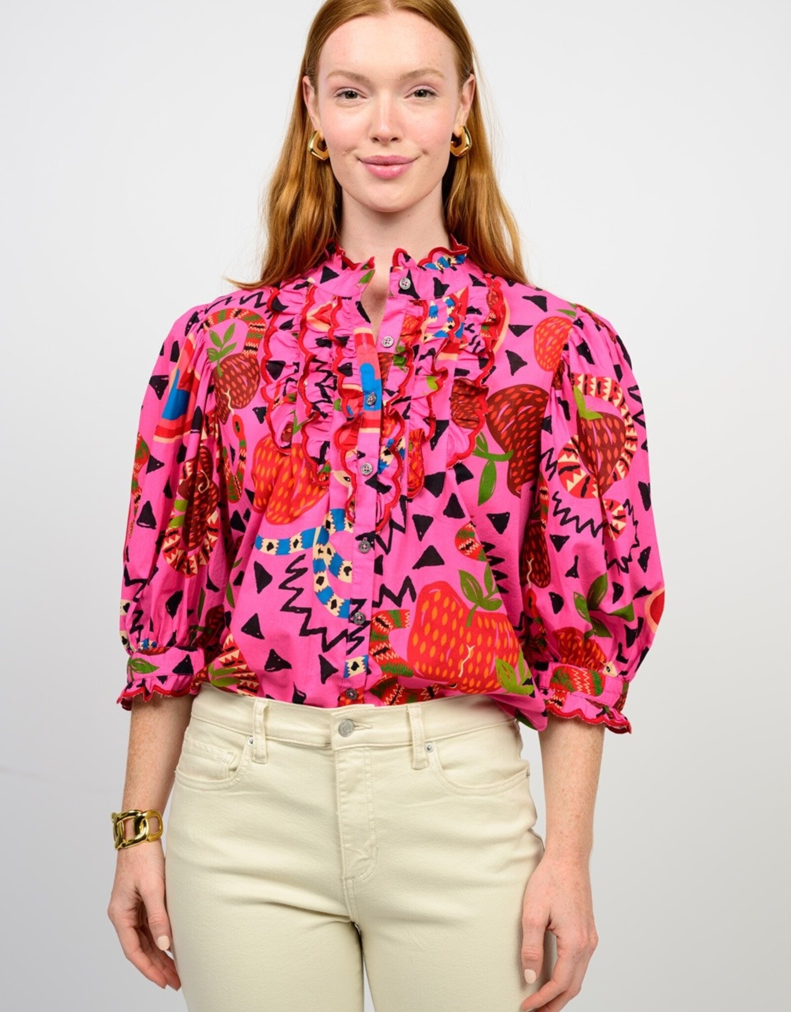 Ivy Jane Ivy Jane 3/4 Slv Pink Charming Snakes Top