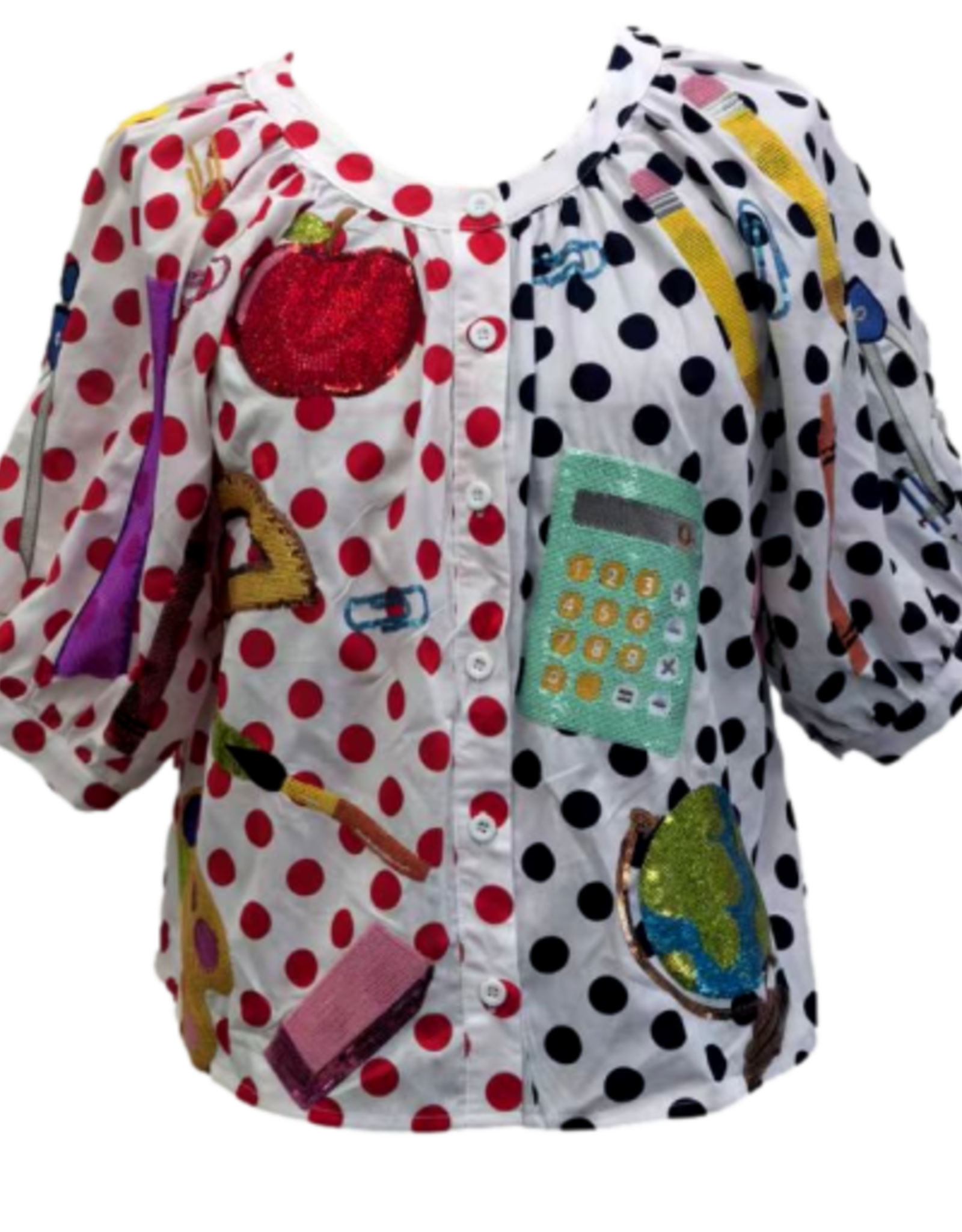 Queen of Sparkles QUEEN of SPARKLES COLORBLOCK POLKA DOT TEACHER ICON TOP