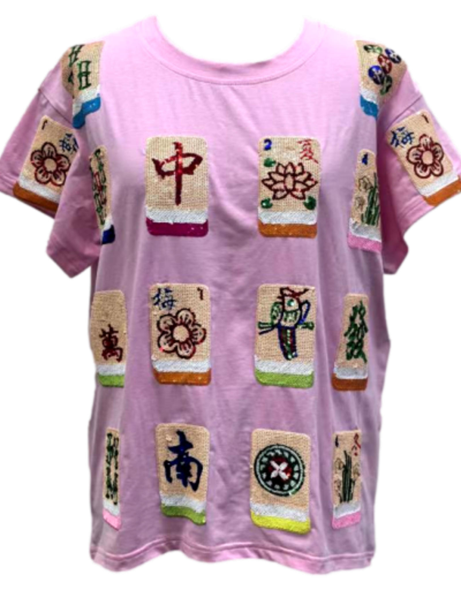 Queen of Sparkles QUEEN OF SPARKLES LIGHT PINK SCATTERD MAHJONG TILE TEE