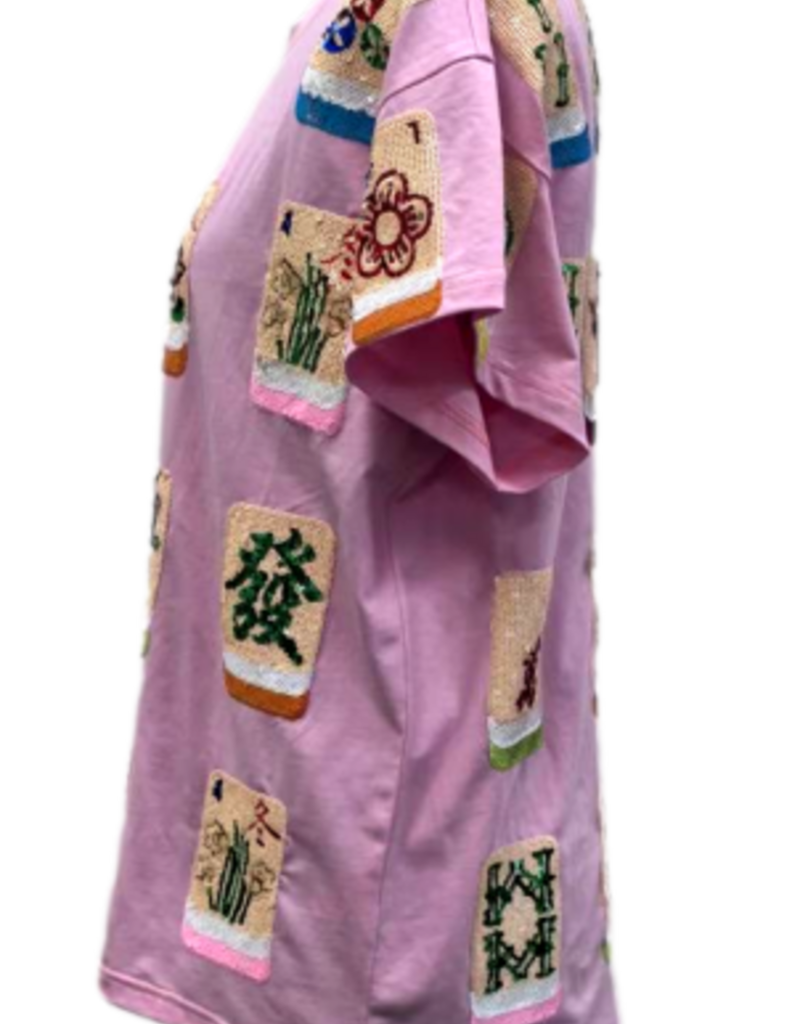 Queen of Sparkles QUEEN OF SPARKLES LIGHT PINK SCATTERD MAHJONG TILE TEE