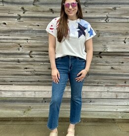 Queen of Sparkles Queen of Sparkles USA Stripe Patch Stars Tee