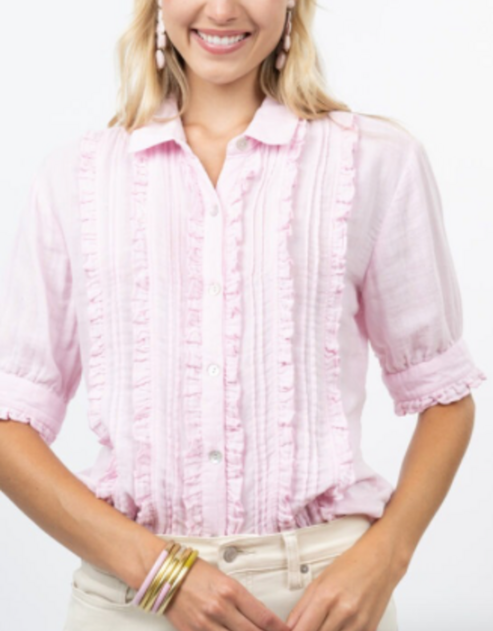 Ivy Jane Ivy Jane Tuxedo Gauze Shirt Pink