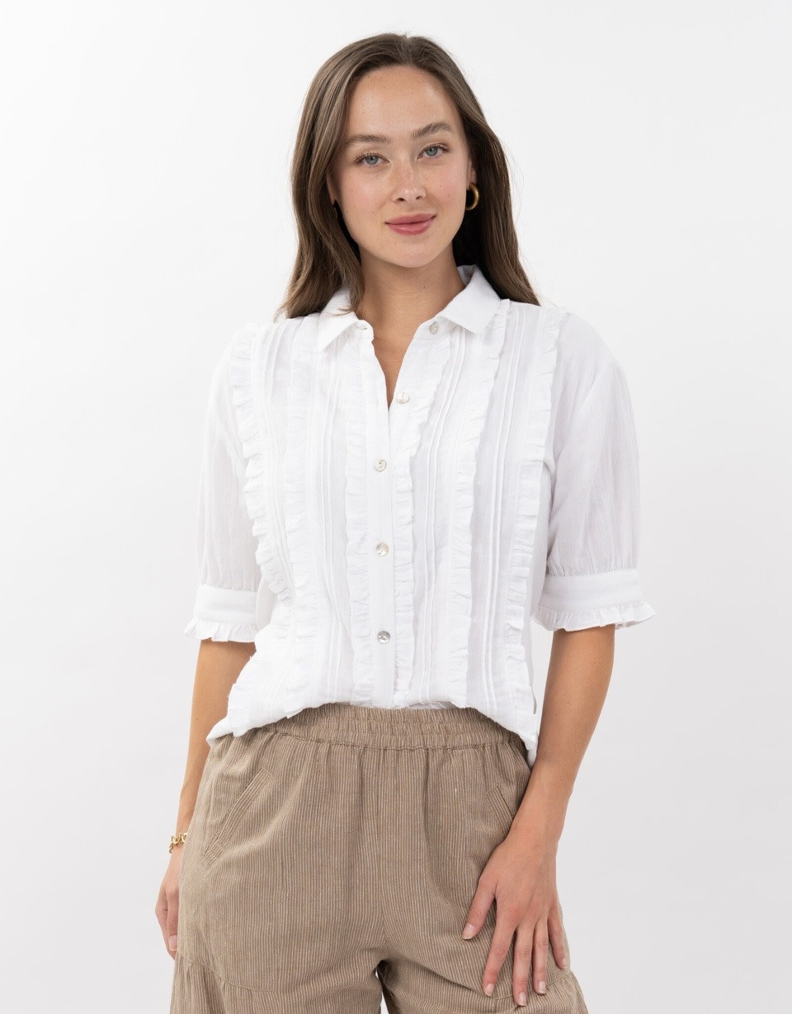 Ivy Jane Ivy Jane Tuxedo Gauze Shirt White