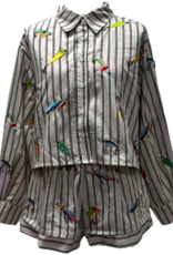 Queen of Sparkles Queen of Sparkles STRIPED FISHING LURE BUTTON UP COTTON TOP