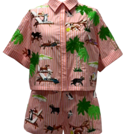 Queen of Sparkles Queen of Sparkles ORANGE STRIPE DOG AT THE BEACH COTTON TOP