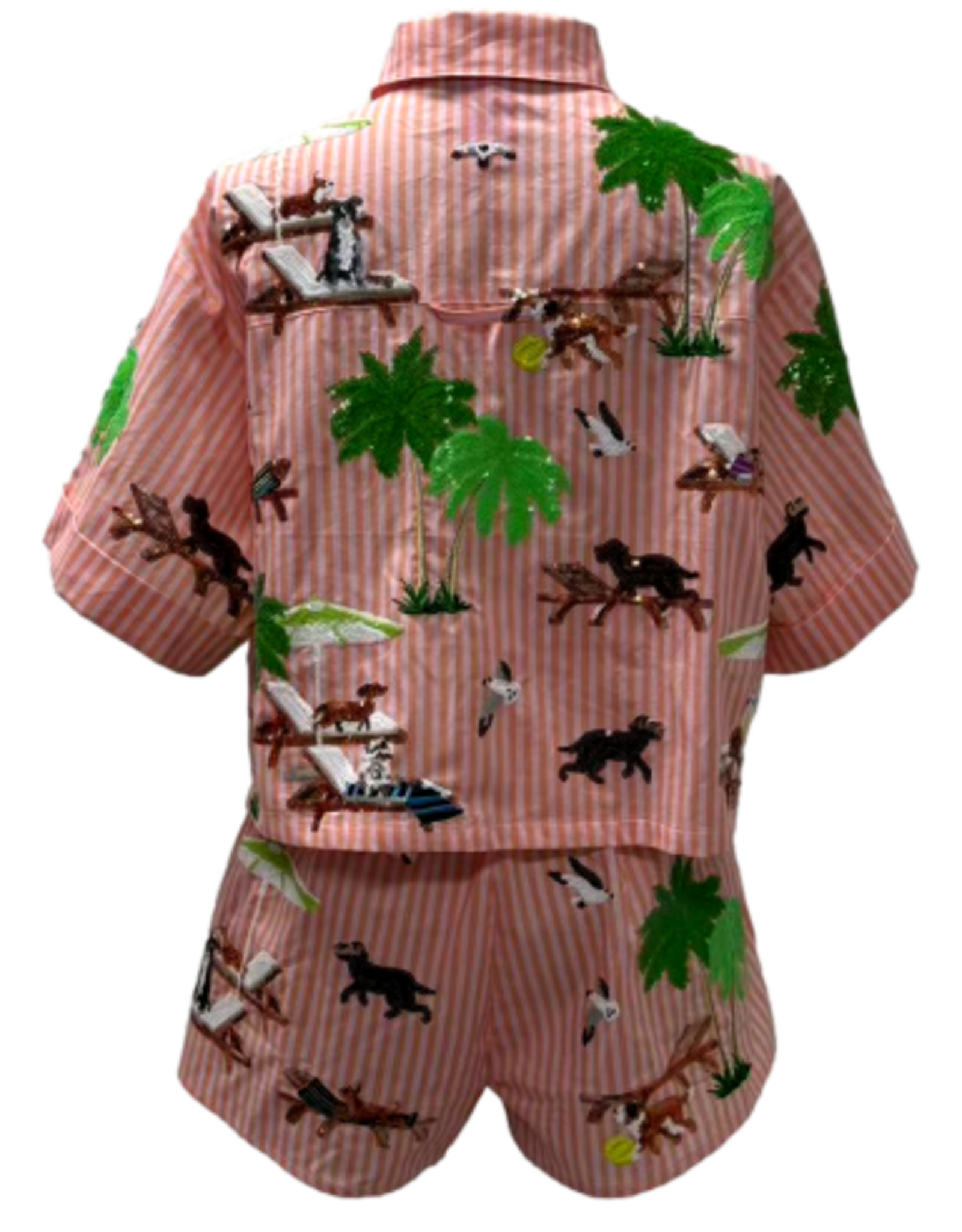 Queen of Sparkles Queen of Sparkles ORANGE STRIPE DOG AT THE BEACH COTTON TOP
