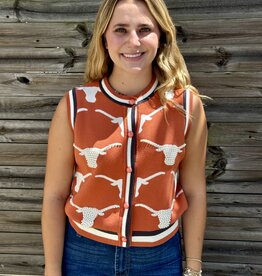 Queen of Sparkles QOS  TEXAS KNIT IN RHINESTONE BUTTON UP KNIT TANK