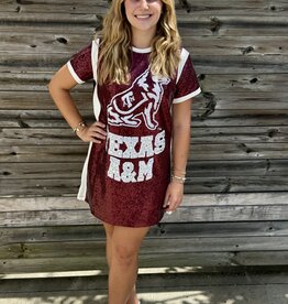 Queen of Sparkles QOS TEXAS A&M FULL SEQUIN MASCOT TEE DRESS