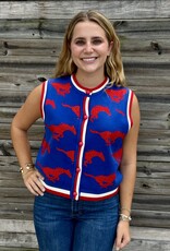 Queen of Sparkles QOS  SMU KNIT IN RHINESTONE BUTTON UP KNIT TANK