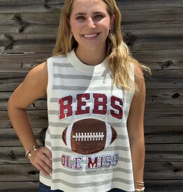 Queen of Sparkles Queen of Sparkles Ole Miss Grey Stripe Sequin Tank