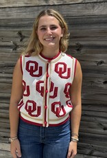Queen of Sparkles LICENSED OKLAHOMA KNIT IN RHINESTONE BUTTON UP KNIT TANK