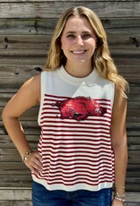 Queen of Sparkles LICENSED ARKANSAS MASCOT STRIPED KNIT TANK