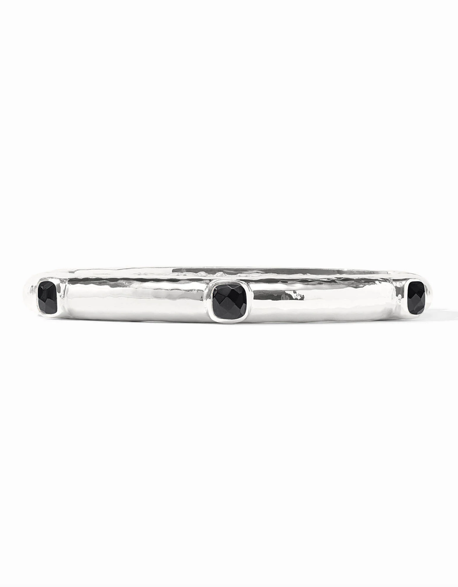 Julie Vos Julie Vos Catalina Hinge Bangle Silver Obsidian Blk