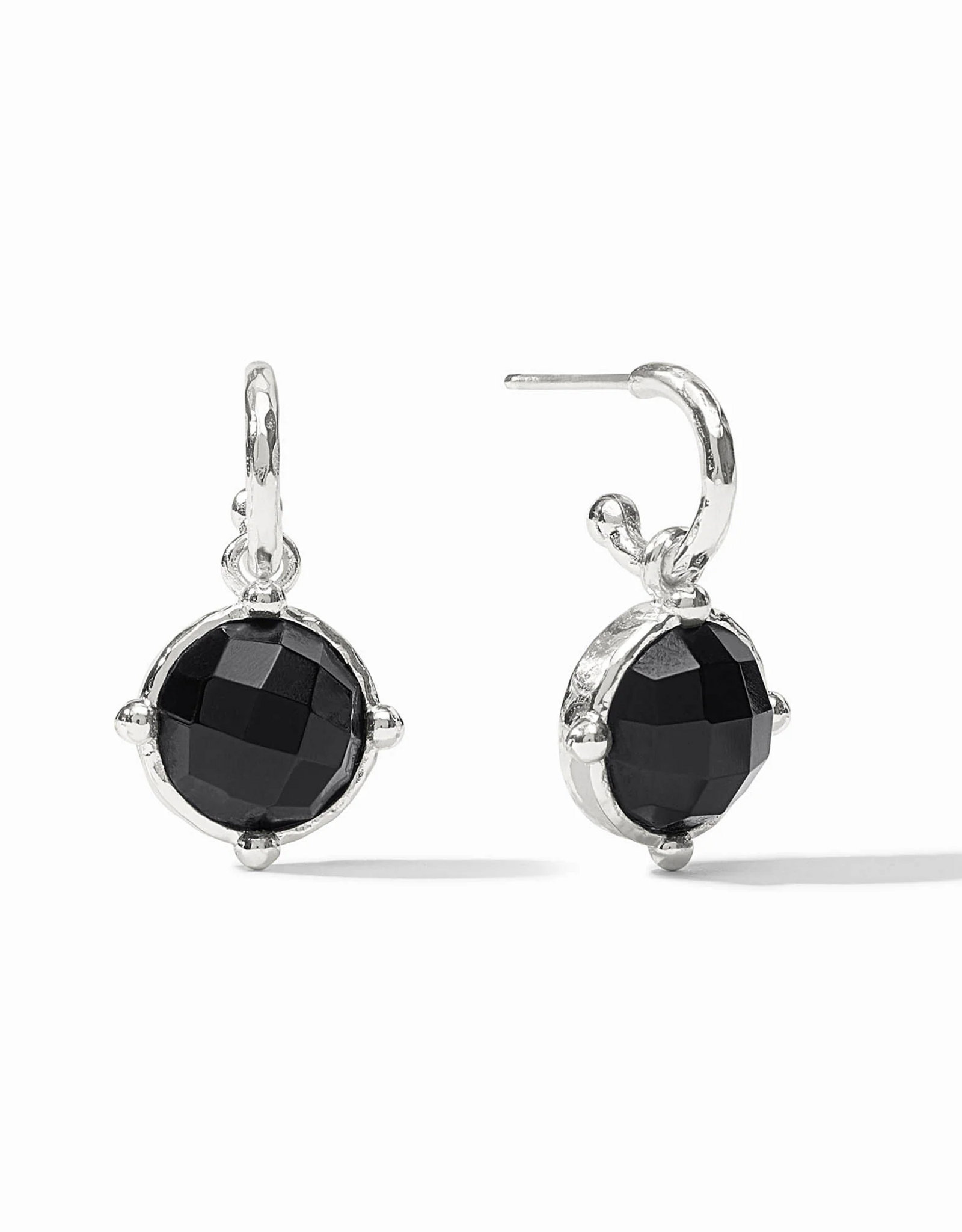 Julie Vos Julie Vos Honeybee Hoop & Charm ER Silver Obsidian Blk