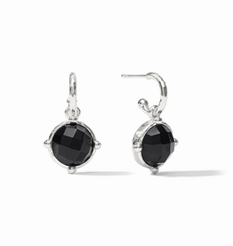 Julie Vos Julie Vos Honeybee Hoop & Charm ER Silver Obsidian Blk