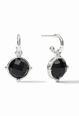 Julie Vos Julie Vos Honeybee Hoop & Charm ER Silver Obsidian Blk