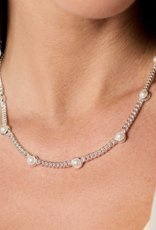 Julie Vos Julie Vos Dolce Delicate Station Necklace Silver Pearl