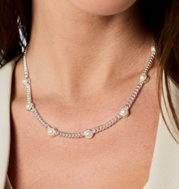 Julie Vos Julie Vos Dolce Delicate Station Necklace Silver Pearl