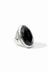 Julie Vos Julie Vos Cannes Statement Ring Silver Obsidian Blk