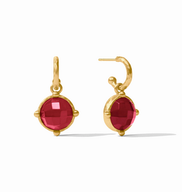 Julie Vos Julie Vos Honeybee Hoop & Charm ER Ir Ruby Red