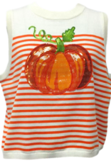 Queen of Sparkles QOS Ivory & Orange Striped Pumpkin Tank