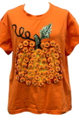 Queen of Sparkles ORANGE SEQUIN FLOWER PUMPKIN TEE