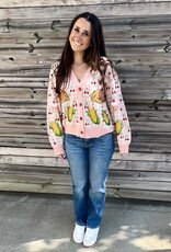 Queen of Sparkles QOS Light Pink Checkered Thanksgiving Dinner & Cherry Cardigan