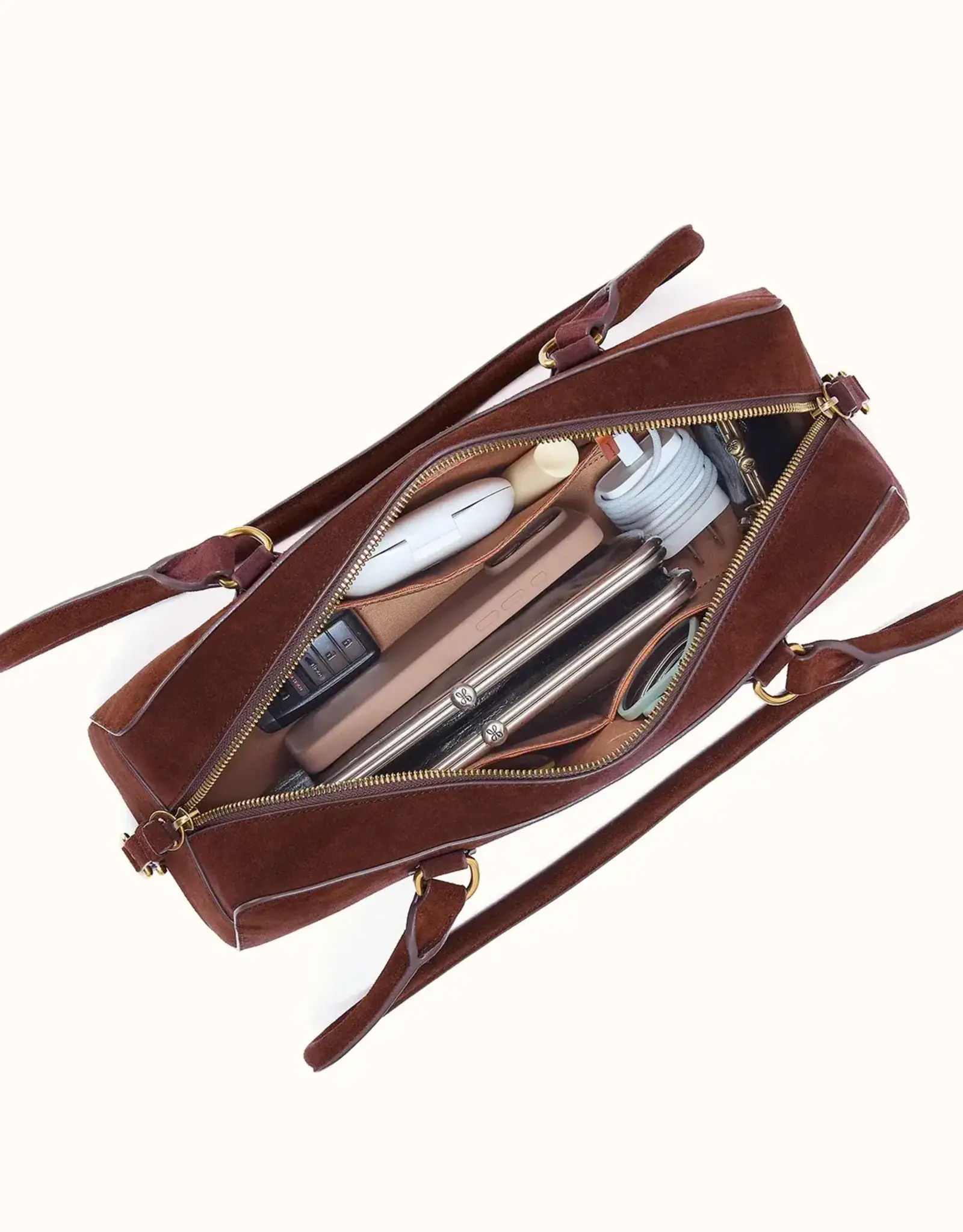 HOBO Hobo Sadie Satchel In Chocolate Suede Leather