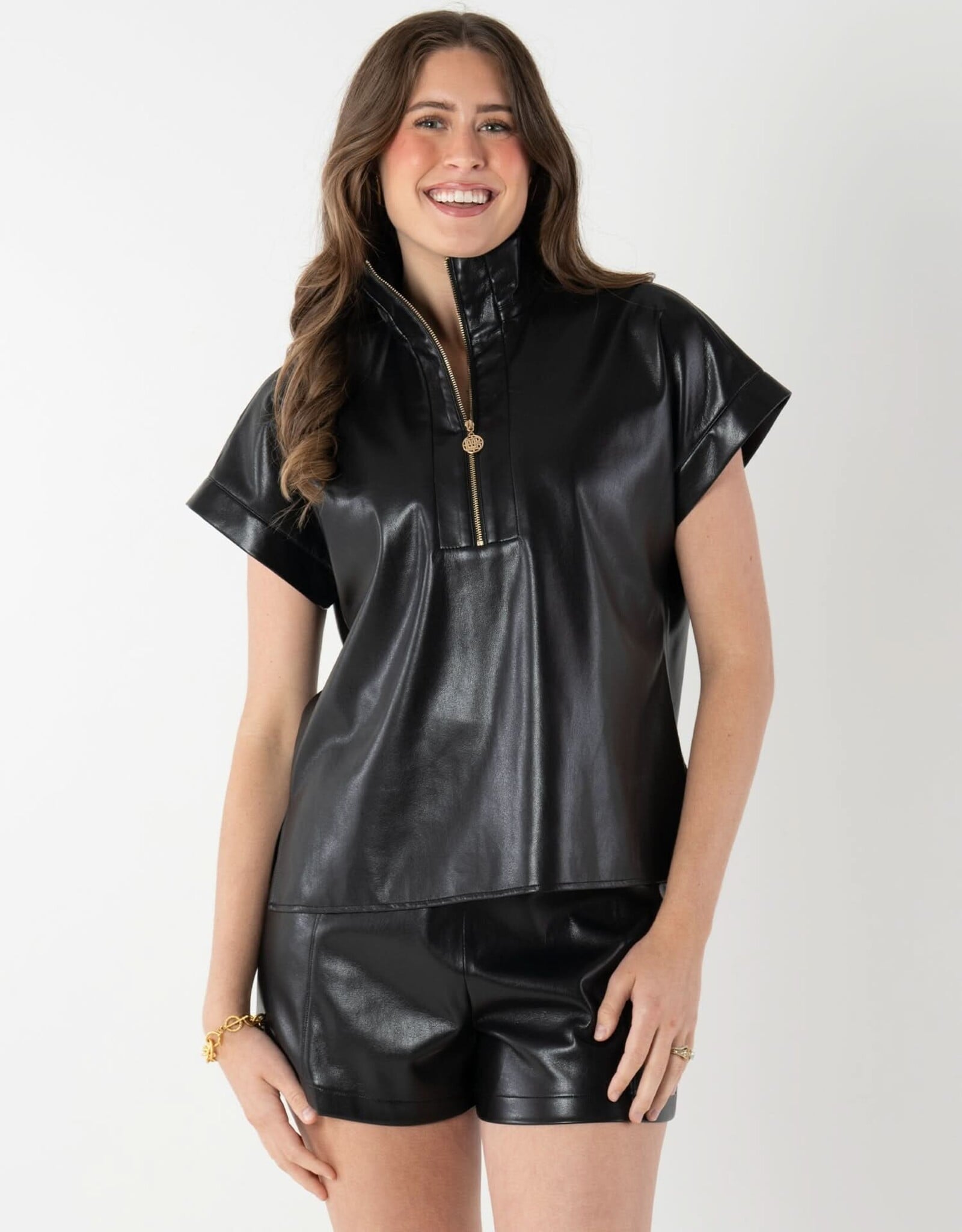 Emily McCarthy Emily McCarthy Faux Leather Poppy Pullover Blk
