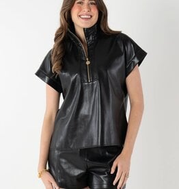 Emily McCarthy Emily McCarthy Faux Leather Poppy Pullover Blk