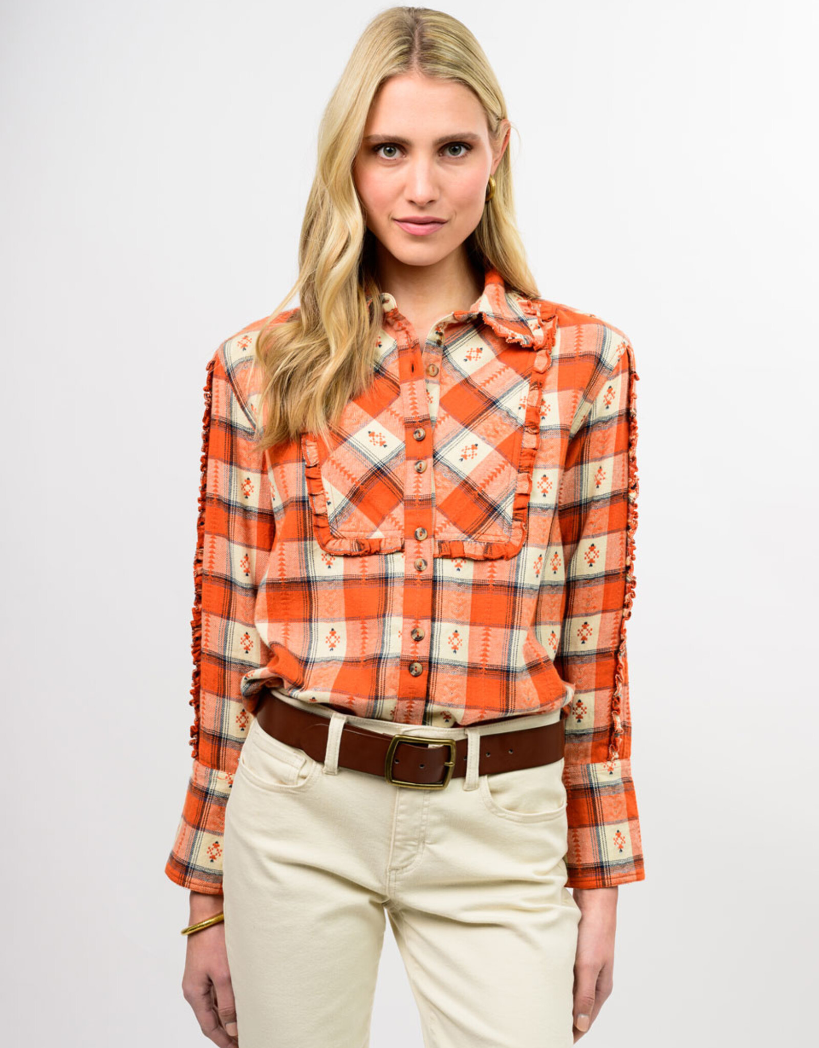 Ivy Jane Ivy Jane Orange Plaid w/Ruffle Collar Flannel