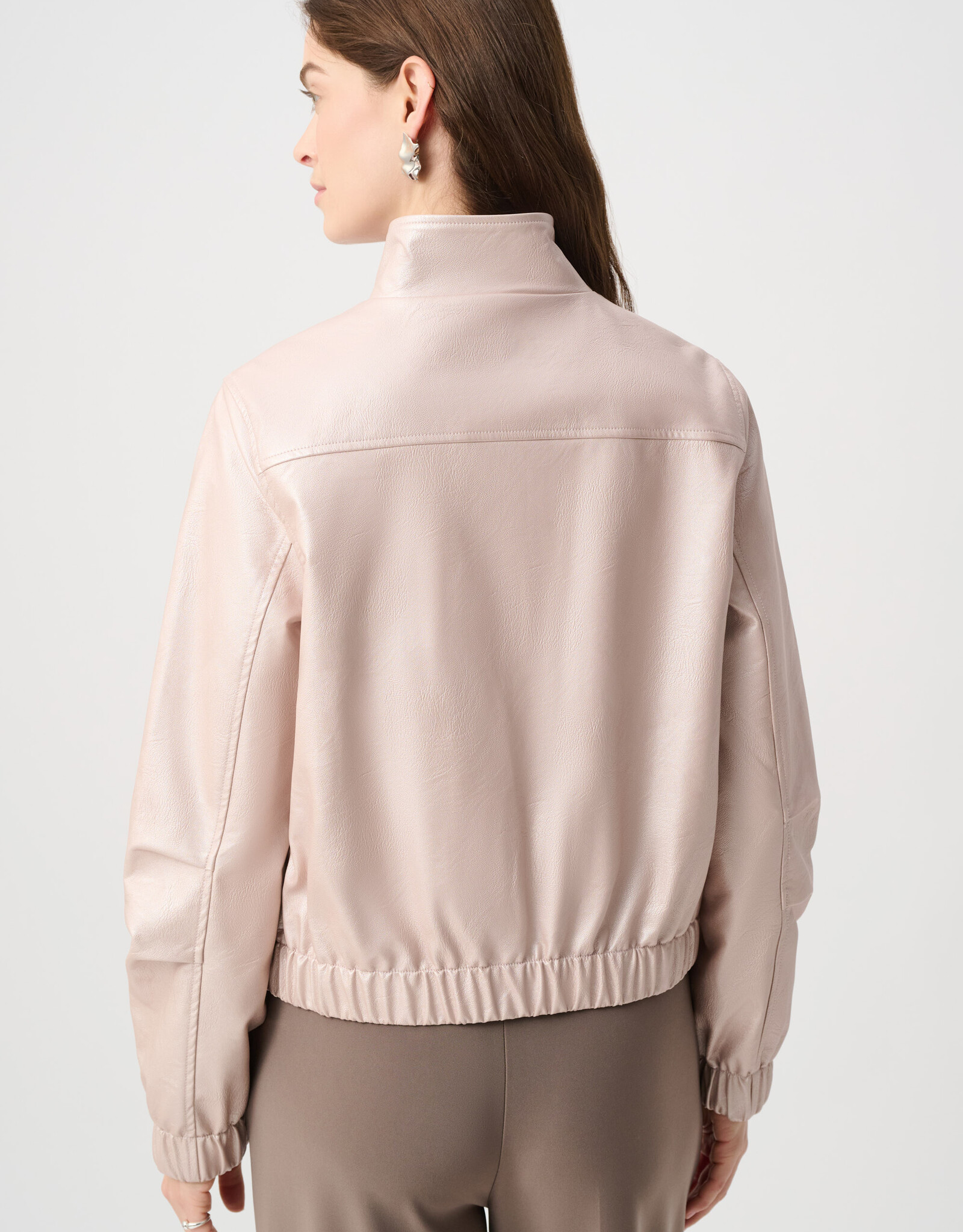 Joseph Ribkoff Joseph Ribkoff Metallic Leatherette Bomber JKT Pearl Blush