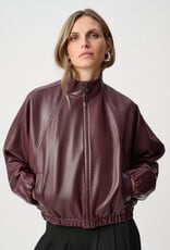 Joseph Ribkoff Joseph Ribkoff Leatherette Mock Neck Bomber Jacket Burgundy