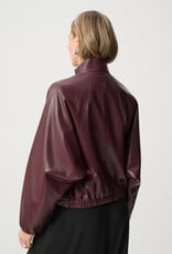 Joseph Ribkoff Joseph Ribkoff Leatherette Mock Neck Bomber Jacket Burgundy